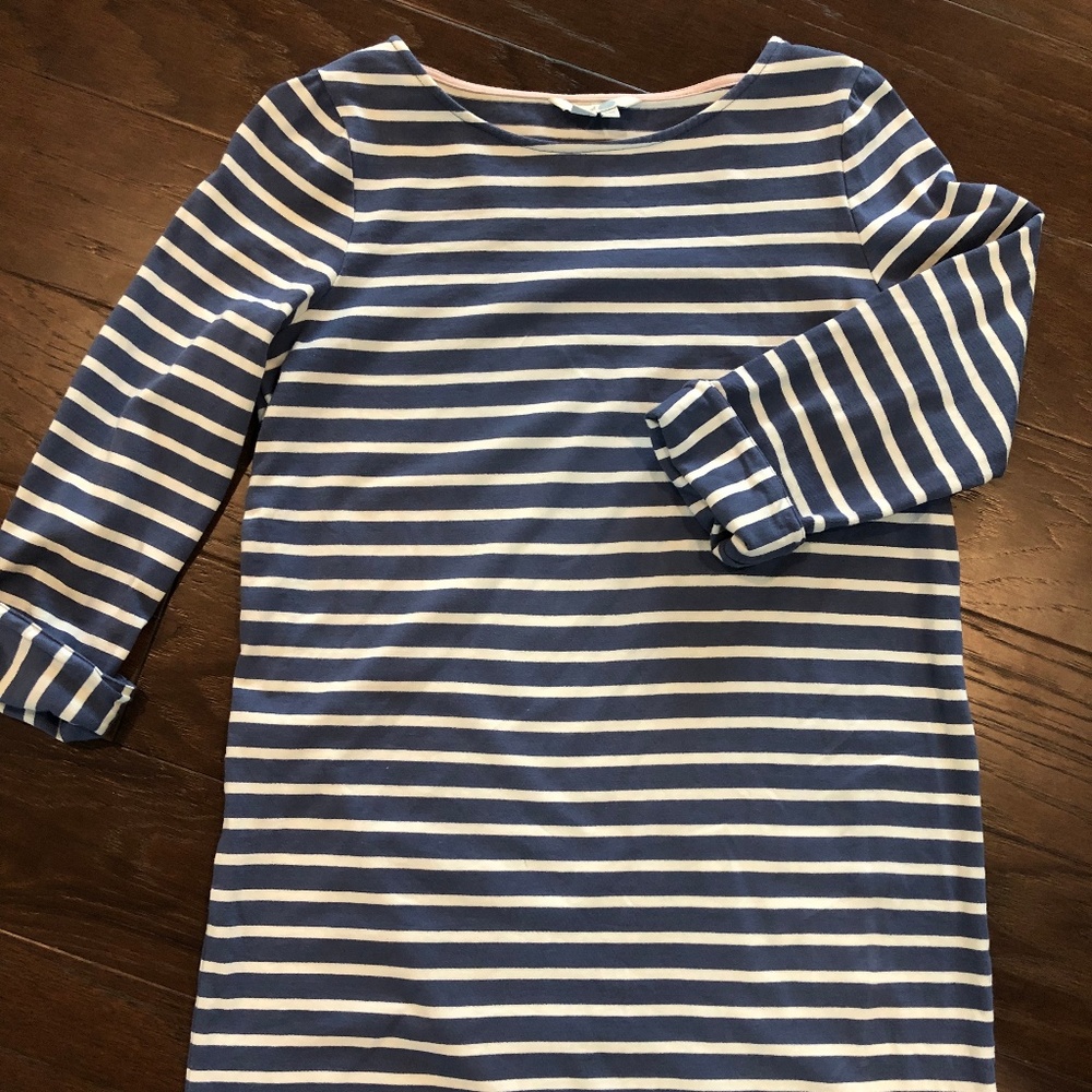 Boden Breton white & blue striped dress